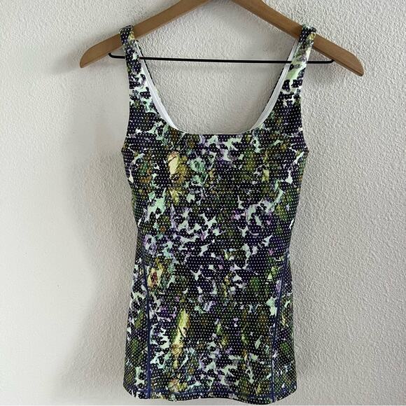 Lululemon Active Tank Top Shelf Bra Floral Sport Backdrop Iris 4 - Picture 1 of 12
